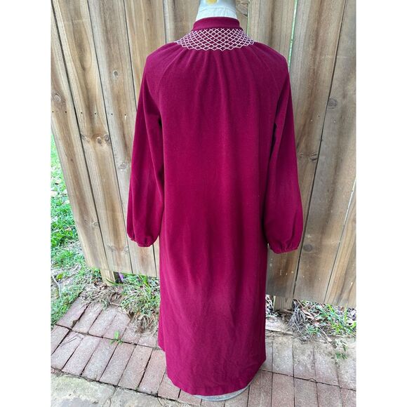 Vintage 70s VANITY FAIR Brushed Soft Cuddly Smocked Zip Front HOUSECOAT S - Picture 6 of 7